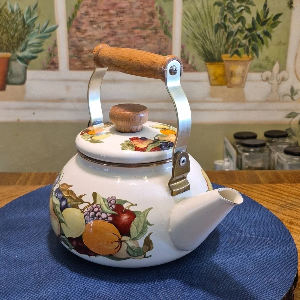 Fruit Patterned Teapot with Wooden Handle (#TK-5)